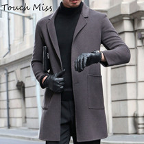 TOUCH MISS solid color autumn and winter new mens medium and long wool coat casual fashion simple coat