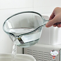 Net red household kitchen large water spoon transparent thickened long handle flat bottom drop does not rot household daily necessities plastic water