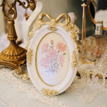 Original retro French romantic white gilt oval lace shabby frame 6 inch decorative creative photo frame