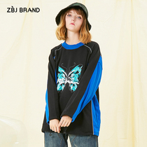 ZBJ autumn clothing 2019 new sweater print reflective butterfly couple Tide brand hip hop sweater coat men and women National tide