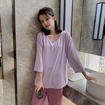Summer pregnant women nursing Japanese fashion spring and autumn pajamas Womens thin ice Silk Modal postpartum feeding confinement clothes