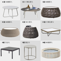 Nordic outdoor rattan coffee table designer balcony small coffee table glass marble rattan sofa side round table rattan chair