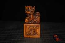 Boutique Yellow Yang wood Finely Carved Dragon Seal Pendulum with a solid wood engraving handlebar piece Living room Decorative Arts collection