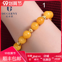 Ozini 3D hard gold foot gold car ball gold bracelet womens natural amber beeswax blood pooper bracelet