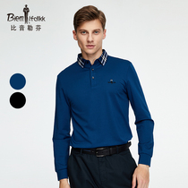 Bien Leuven Spring Summer New Mens Long Sleeve T-Shirt Business Casual Top Plaid Lapel Polo Shirt