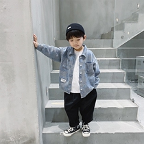 Monee Gtyel Childrens Wear Boys Denim Jacket Spring and Autumn Childrens Simple Jacket Foreign Style Denim Top