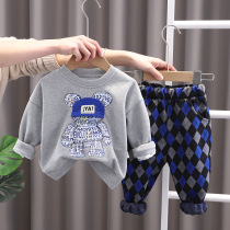 Baby Spring Dress Boy Foreign Kids Korean Edition 2022 New One-Year-Old Boy Handsome Fried Street Sweatshirt Suit Tide