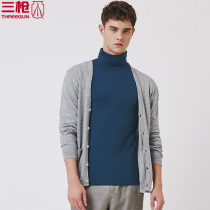  Three-shot autumn clothes mens high-neck bottoming shirt thermal underwear top smooth dense cotton two lapels long-sleeved autumn 22623