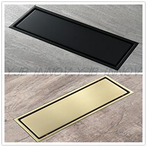 High quality gold black matte 304 stainless steel long bathroom invisible deodorant floor drain for Hotel Villa