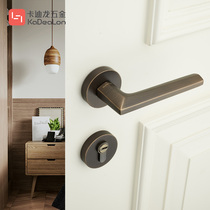 Cardi Longmen lock Indoor room door lock Three-piece set of solid wood bedroom mute door lock American split copper door lock