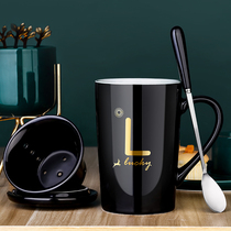 Nordic ceramic water cup creative spoon filter tea leak personality trend mug household coffee cup tea cup