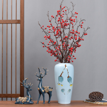 Jingdezhen ceramic vase flower decoration Home decoration New Chinese style study living room simulation dry flower arrangement set