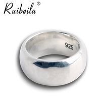 ruibeilaS925 silver glossy couple ring men and women retro wide face ring personality simple ring finger ring