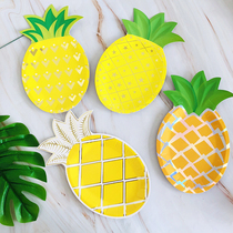 ins disposable birthday party pineapple hot stamping paper plate fruit dish childrens party children Party dinner plate