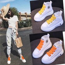Small white shoes female 2019 summer high-top thick-soled mesh shoes Joker breathable inner Korean student womens shoes