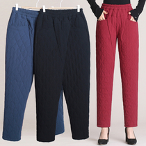 Mother cotton-wadded trousers light warm middle-aged and elderly high-waisted loose straight autumn and winter thickening nv ku zi outer wear grandma installed