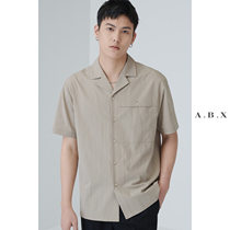 Summer thinness Advanced Sensation Imitation Hemp Material Cuban Collar Short Sleeve Shirt Male Loose Casual Day Ensemble Retro Men Lining Clothing