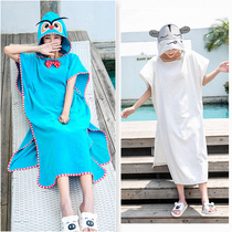 Bath towel can be worn can be wrapped cotton absorbent quick-drying bath towel home mens and womens bathrobe cloak hat