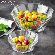NUDE Europe imported crystal glass fruit plate salad bowl diamond fruit basin fruit bucket snack plate living room decorations
