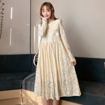Autumn wear fashion lace breastfeeding dress 2021 New Korean version of loose postpartum feeding long skirt