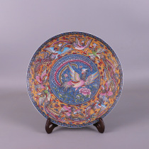 Qing Qianlong pastel color Phoenix small porcelain plate antique porcelain antique study ornaments old goods Folk Collection