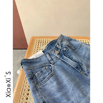 Xiao Xijia) elastic light blue cover meat retro washed jeans thin Haren pants women wild casual ankle-length pants