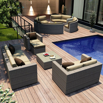 Outdoor furniture courtyard rattan sofa villa leisure rattan sofa clubhouse design corner sales department model room