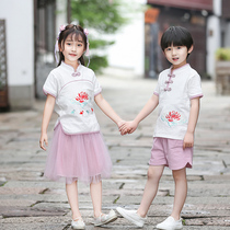  Kindergarten garden clothes summer clothes performance clothes school uniforms Chinese style Chinese school graduation clothes class clothes ethnic style childrens Hanfu