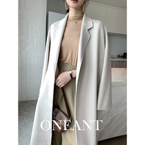 2021 new anti-season double-sided water corrugated cashmere coat women high-end long Hepburn style bathrobe Woolen
