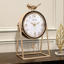 Seat Bell Tower Bell Light Extravagant Living Room Home Desktop Clock Brief Small Bird Pendulum Clock Pendulum Clock Pendulum Pieces Desktop Modern Sitting Clock