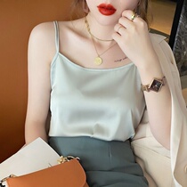 Simulation silk sling Vest Womens inside and loose outside wear sexy sleeveless top Xia Chao fire small suit bottoming tide