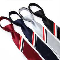 6CM narrow version of Korean version of British students dress College Wind three bars free of play easy zipper lazy tie male