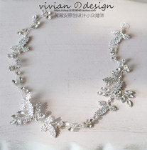 Vivian original niche wedding jewelry silver crystal hair band sparkling rhinestones elegant atmosphere soft hair rope crown