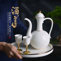 High-grade white wine glass liquor set home Jingdezhen ceramic Chinese antique wine set Hulk bottle wine dispenser