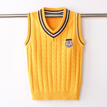 Boy Knit Vest External Wear Tide Ocean Qi Child Kan Shoulder Sweater Waistcoat Machia CUHK Boy Boy Spring Autumn Horse Clip Pure Cotton