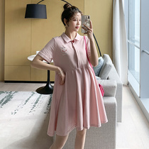 Pregnant Woman Summer Clothing Spicy Mother Sweetness Mid-Length Short Sleeves Dress 2022 New Fashion Big Code Loose Pregnancy Skirt