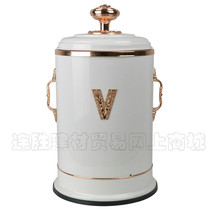 Yili home living room European-style porcelain white 10L hand-held garbage can Kitchen bathroom porcelain white garbage can