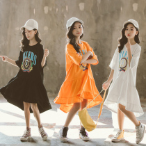 Girls dress foreign style children summer clothes 2021 new big skirt skirt Korean lace children princess dress