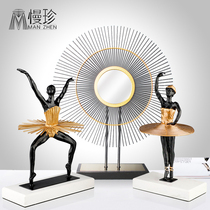 Nordic Creative Natural Marble Base Circus Figures Swing Pieces Villa-like Rooms Book Room Table Furnishing