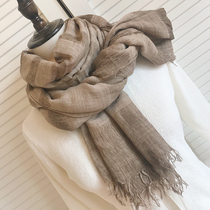 Millie chick silk scarf female spring and summer 2018 new Korean version of solid color long striped scarf cotton and linen dual-use gauze scarf