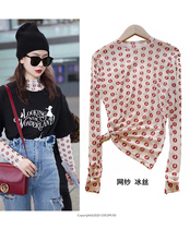 Korean cocopuss Fashion Interior Sunscreen Clothes Qi Wei with mesh Long Sleeve Round Neck Shirt Women