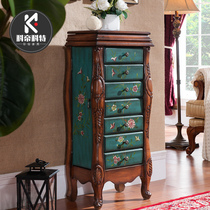  American jewelry storage cabinet floor-to-ceiling large-capacity solid wood retro European-style bucket cabinet dresser one-piece small apartment