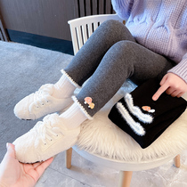 Girls plus bottle pants in autumn winter baby winter dress trousers for winter wear one-body fluff