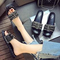 Chao brand 2021 summer new net red slippers women Joker fashion Hong Kong style thick bottom social chic wear sandals