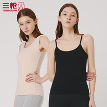 Three-gun warm vest winter bottoming woman Shu de Velvet grind round neck Lady sling vest 30778