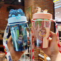 Double drink cup Cute net celebrity ins Sen department layered cup dual-use straw cup female student couple creative double drink