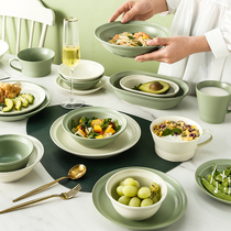 Nordic Cutlery Suit Bowls Dish Home Salad Bowl Milk Cup Good-looking Bowls Light Lavish Cutlery Home Combined Cutlery