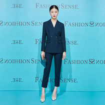 2022 Spring new Tibetan Cyan Western Suit Suit Women Professional Temperament Casual Positive Dress Suit Inn Wind Spring Autumn