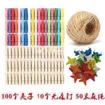 Hot sale 100 free hemp rope incognito nail Photo wall clip small wooden clip Photo clip Photo clip washable photo