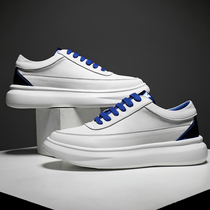 Tide-card thick bottom small white shoes 2022 Seasons Korean version individuality genuine leather shoes breathable men inside heightening light casual shoes